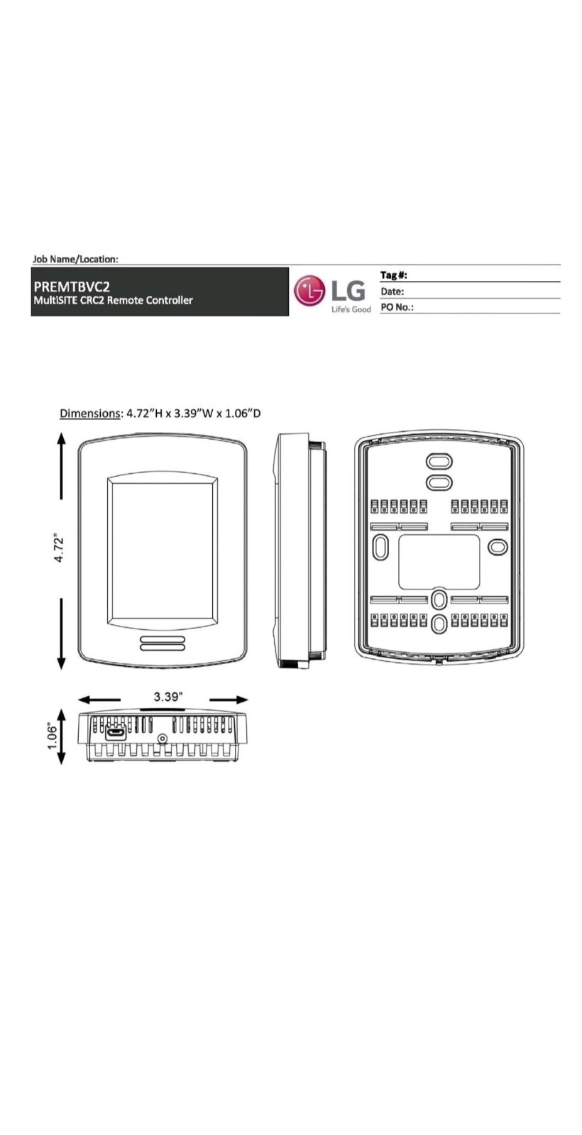 2 pcs LG MultiSITE CRC1 Basic Controller PREMTBVC0 Without PIR Humidity Sensor