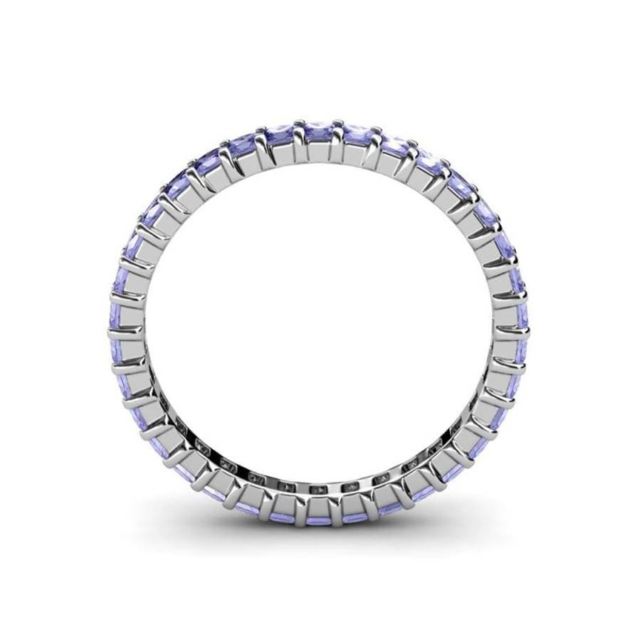 Sterling Silver 925 Tanzanite Princess-Cut Square 2.00mm Eternity Band Ring