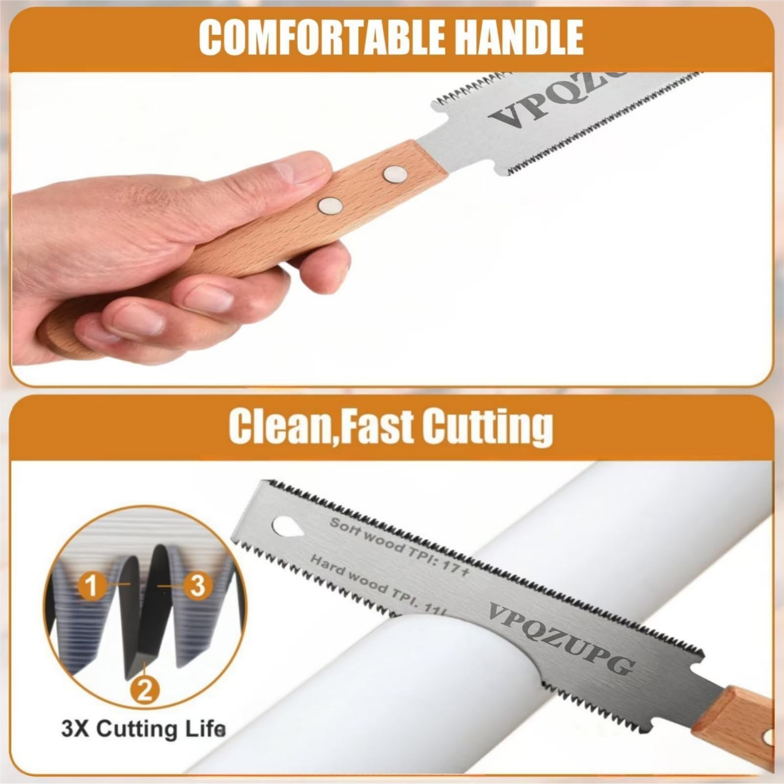 6 Inch Japanese Pull Saw，Hand Saw Woodworking Tools，Wood Handle, Sharp Silver