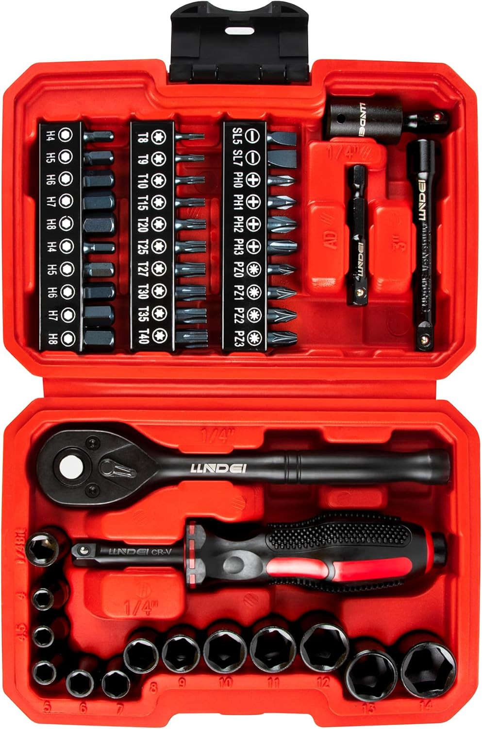 48 Piece 1/4 Inch Mini Socket Ratchet Wrench Set, Metric Shallow Socket (4-14Mm)