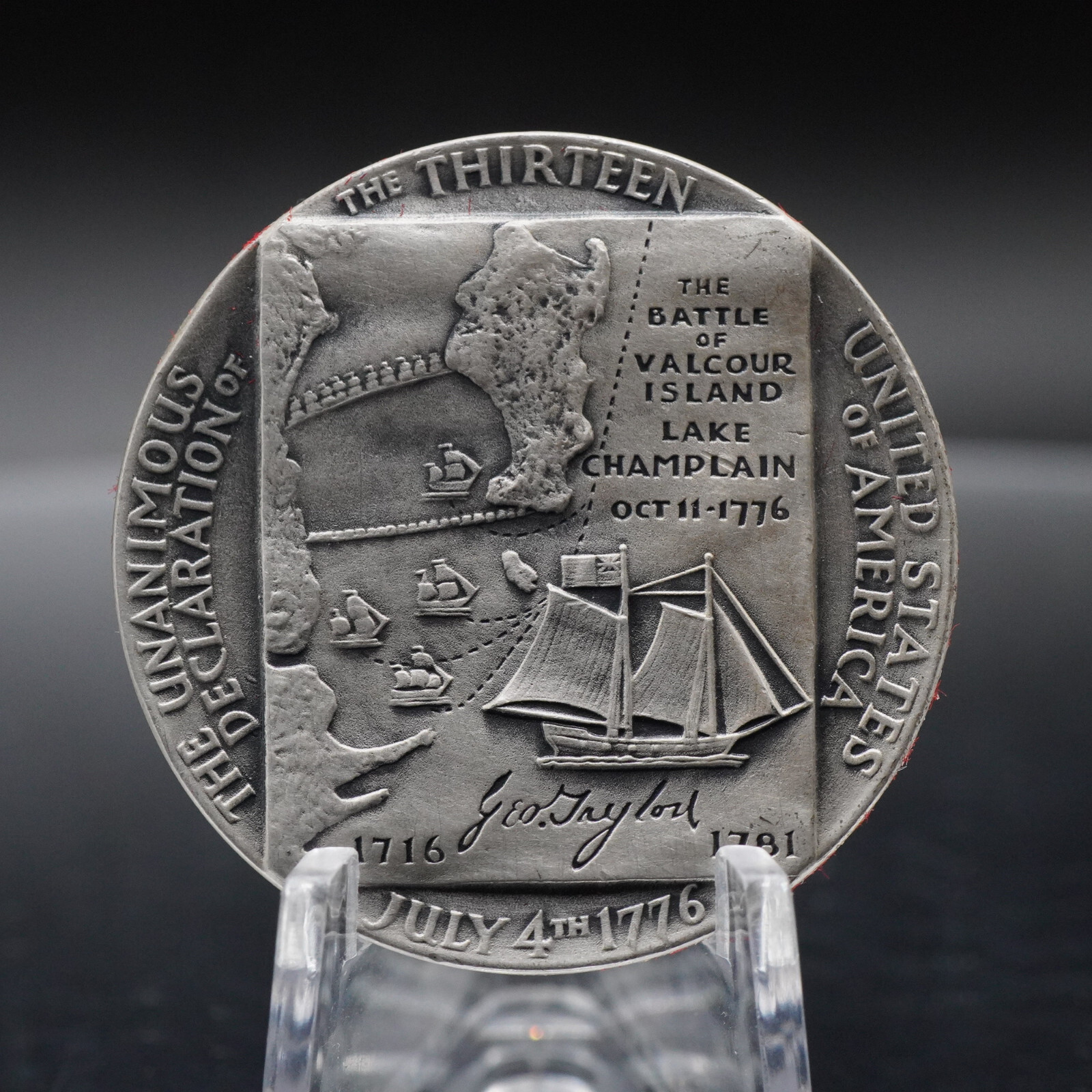 1969 Pennsylvania Battle of Valcour Island George Taylor 999 Silver round C5132