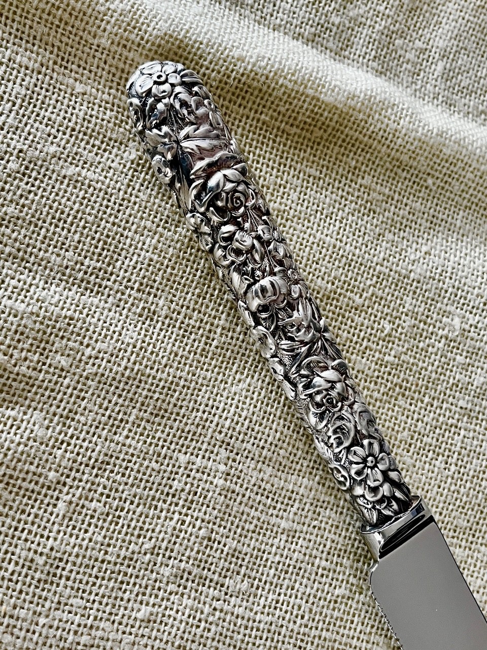 Vintage Sheffield Blackrose Bread Knife Ornate Floral 14.25”
