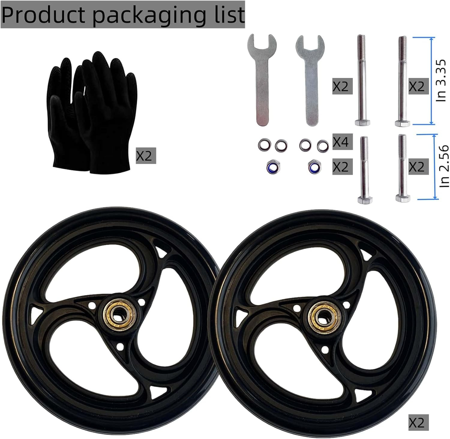 2Pcs 6 Inch Charcoal Wheels for Walker - Universal Rubber Walker Wheels Repla...