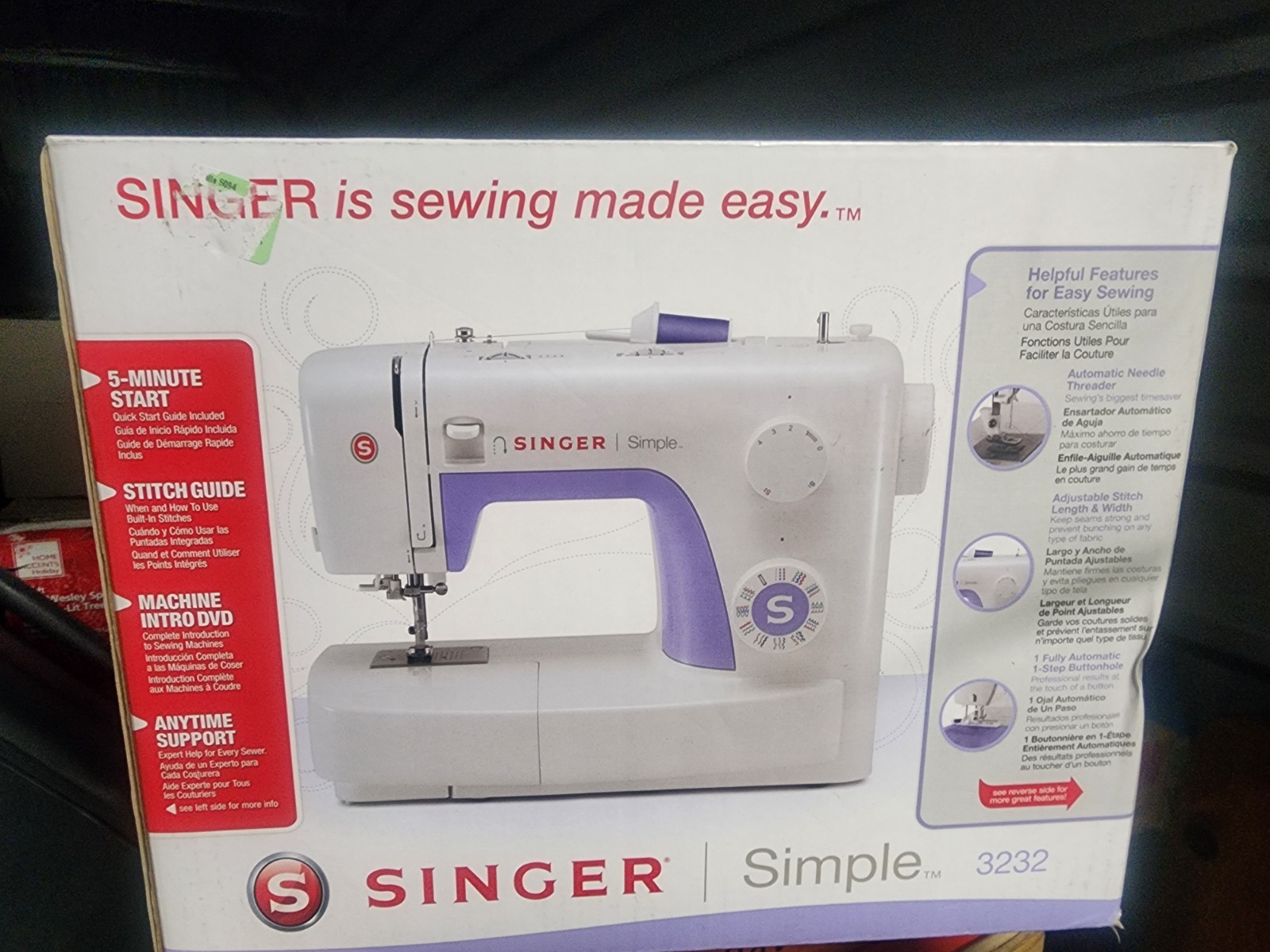 Singer Simple 3232 Sewing Machine Automatic Needle Threader New