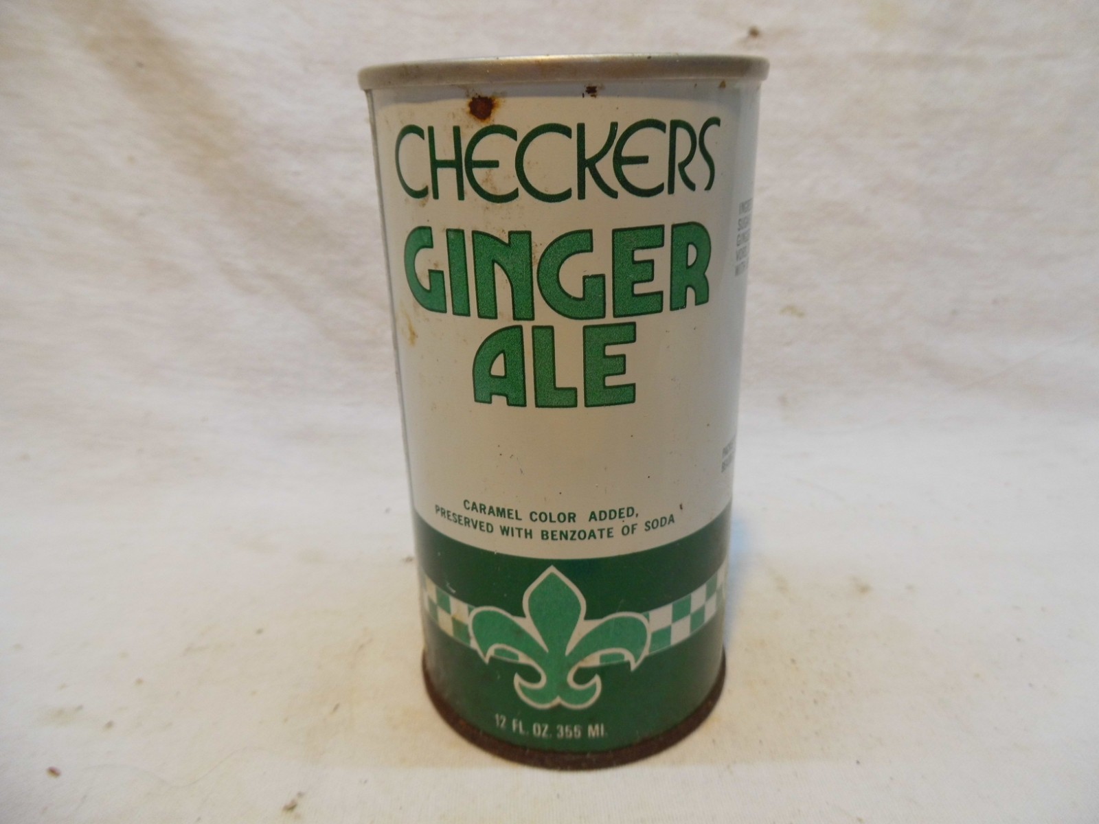 CHECKERS GINGER ALE SODA CAN~BEATRICE FOODS INC, LOUISVILLE, KY #49