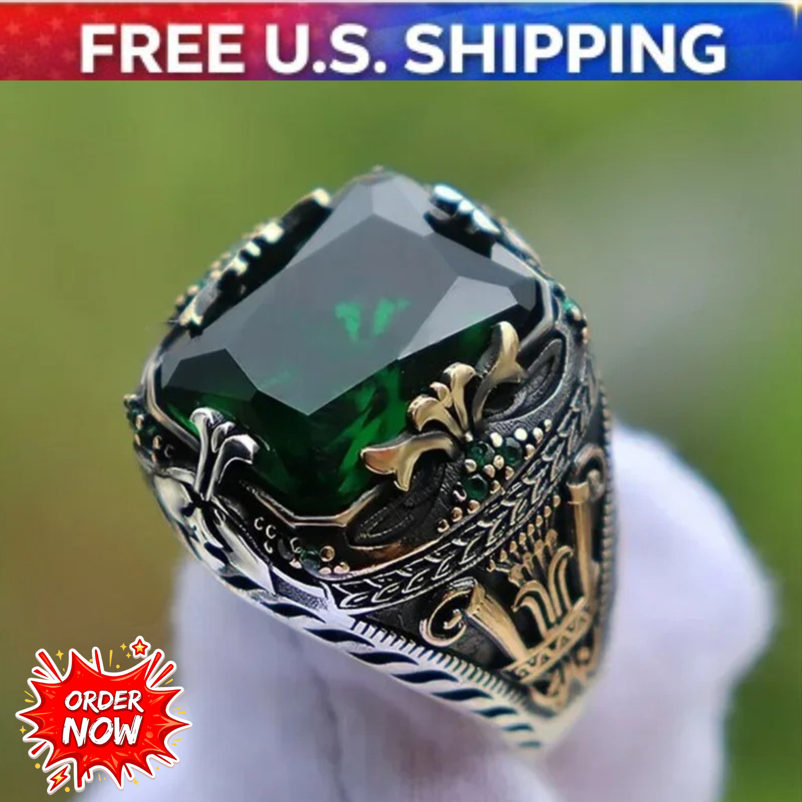 Sterling Silver Handmade Jewelry Black Men's Ring All Size Fashion Ring 2026