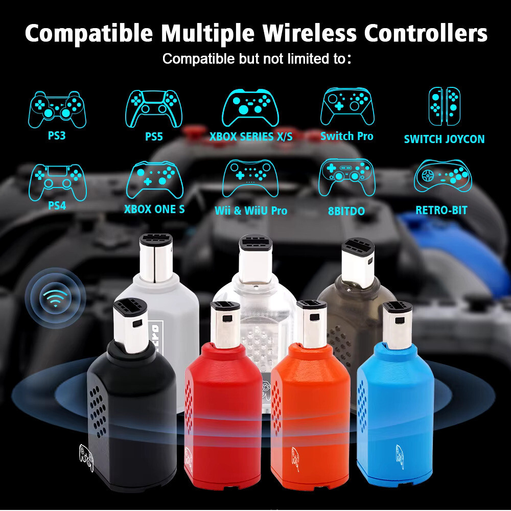 Wireless Bluetooth Receiver - Nintendo Gamecube - (Grey) Blue Retro