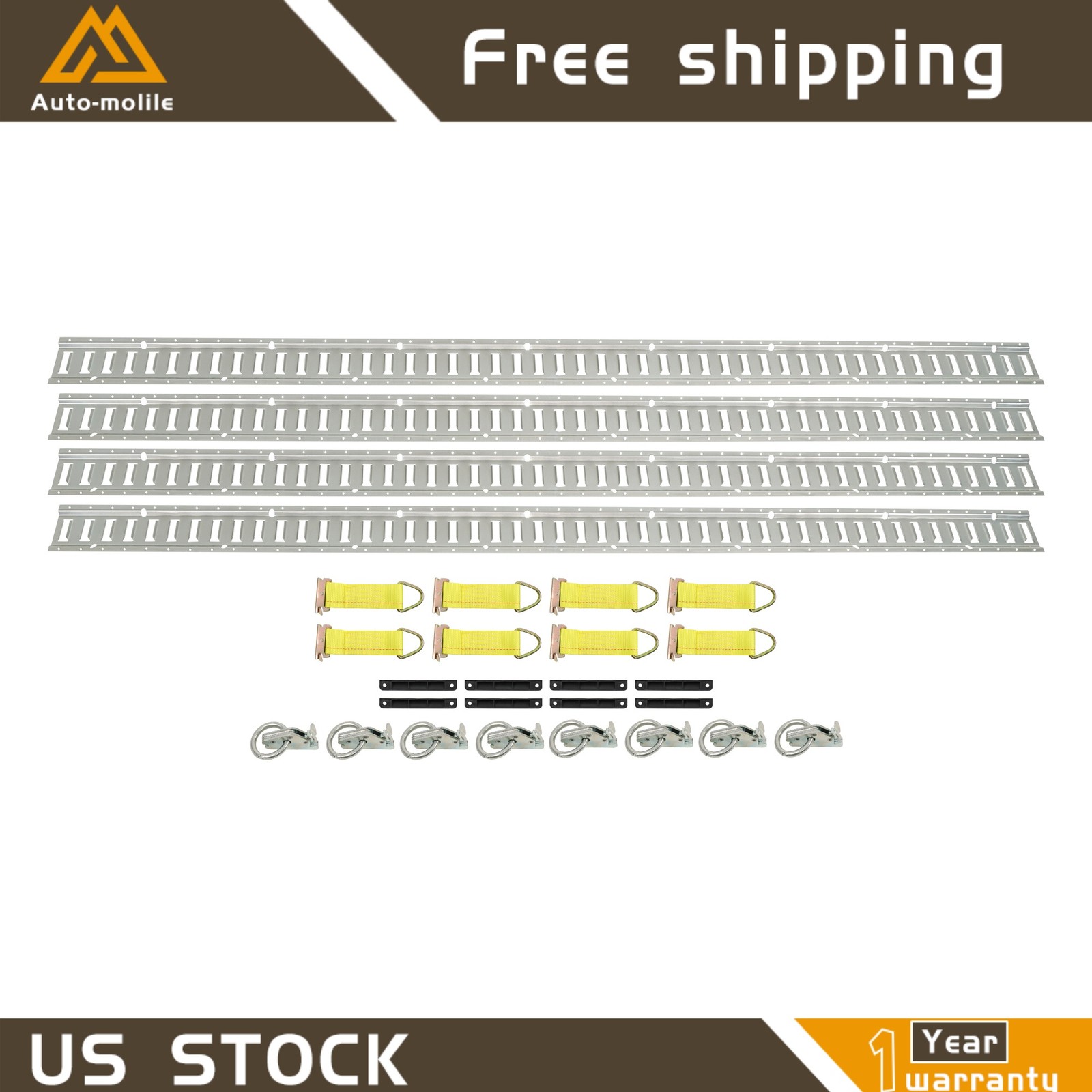 8' E Track Tie Down Rail System Multi Purpose High Quality For Van Truck 28 Pack