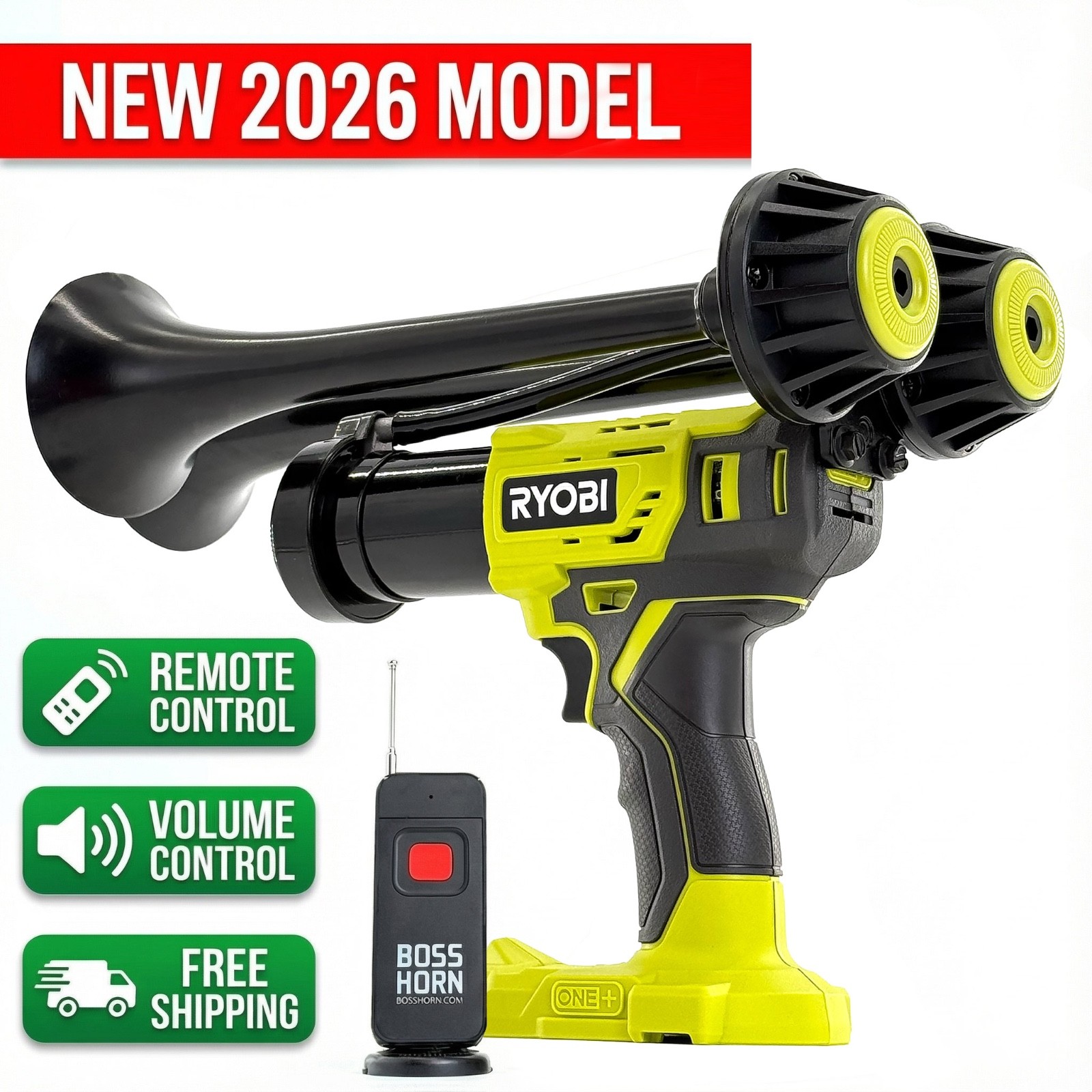 2026 New Ryobi Impact Drill Train Air Horn 20v / Remote / 3 Volume Levels