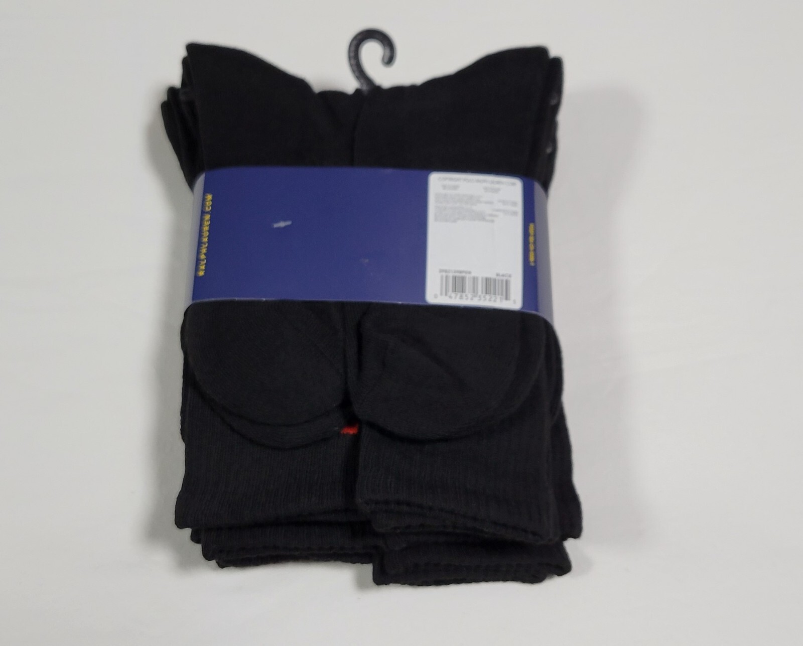 Polo Mens Ralph Lauren - 6 Pair Crew Socks Classic Sport Black Red Size 6-12.5