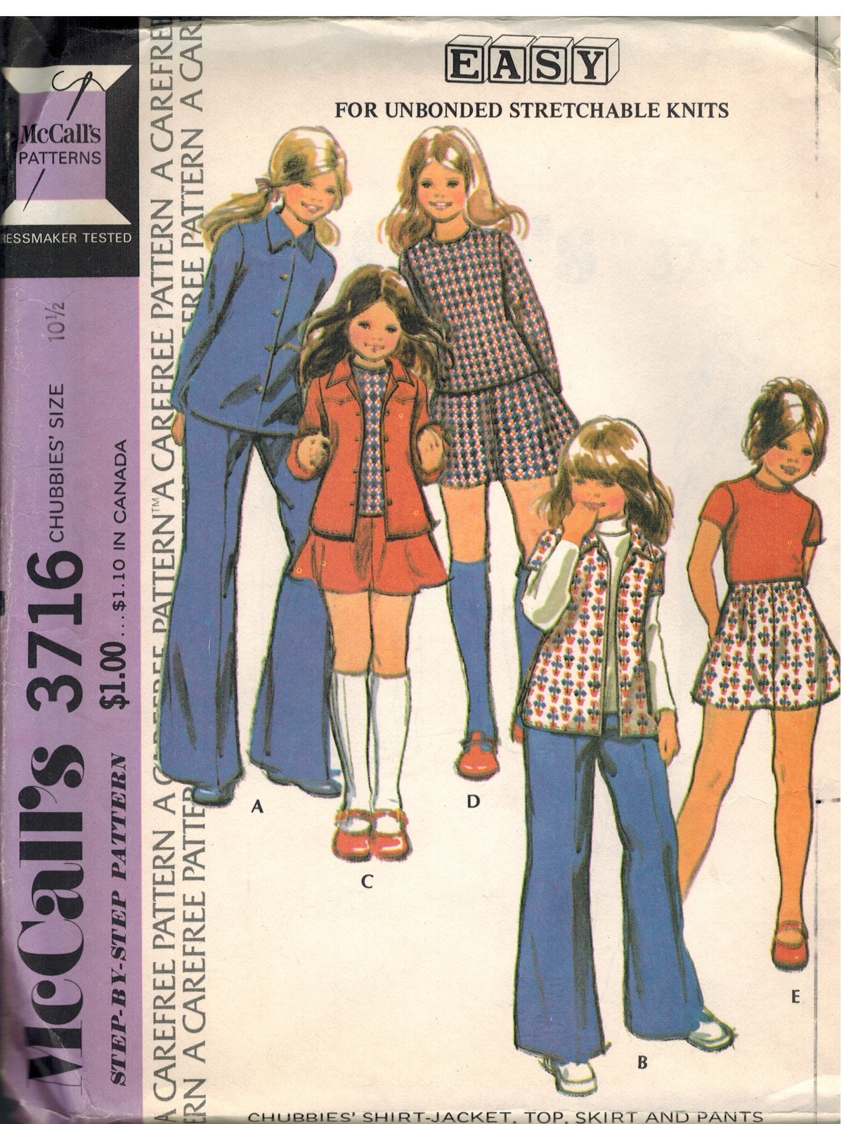 3715 3716 UNCUT Vintage McCalls Sewing Pattern Girl Shirt jacket Top Skirt Pants