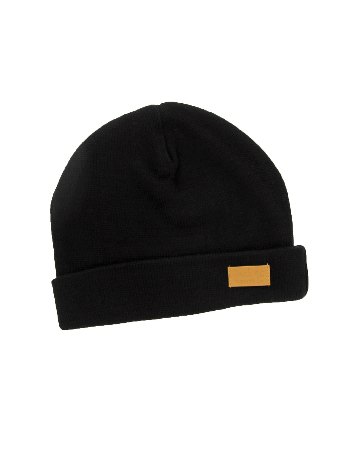 Four Seam Cuffed Beanie Unisex Black Thick & Warm Knit Winter Hat Cap by Back 40