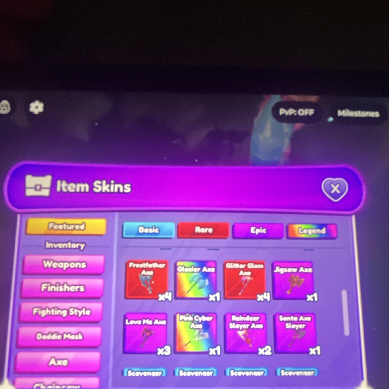 Item Skins Collection with Multiple Rarities - Knuckles, Axes, Chainsaws