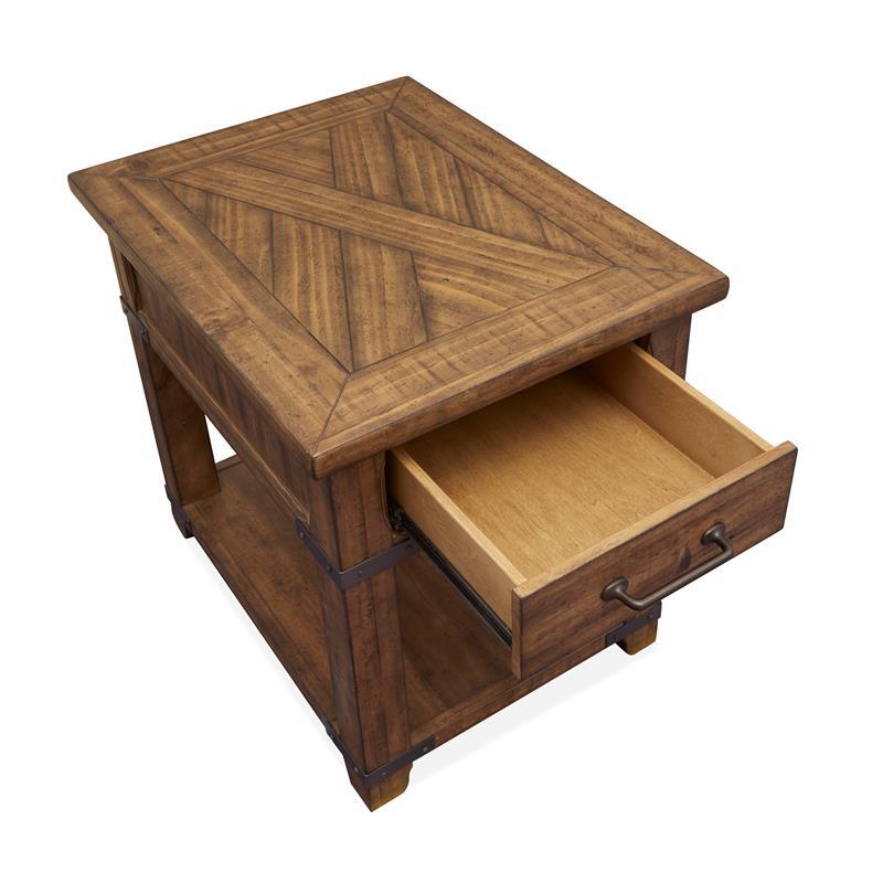 Bowery Hill Farmhouse Wood Brown Finish Rectangular End Table