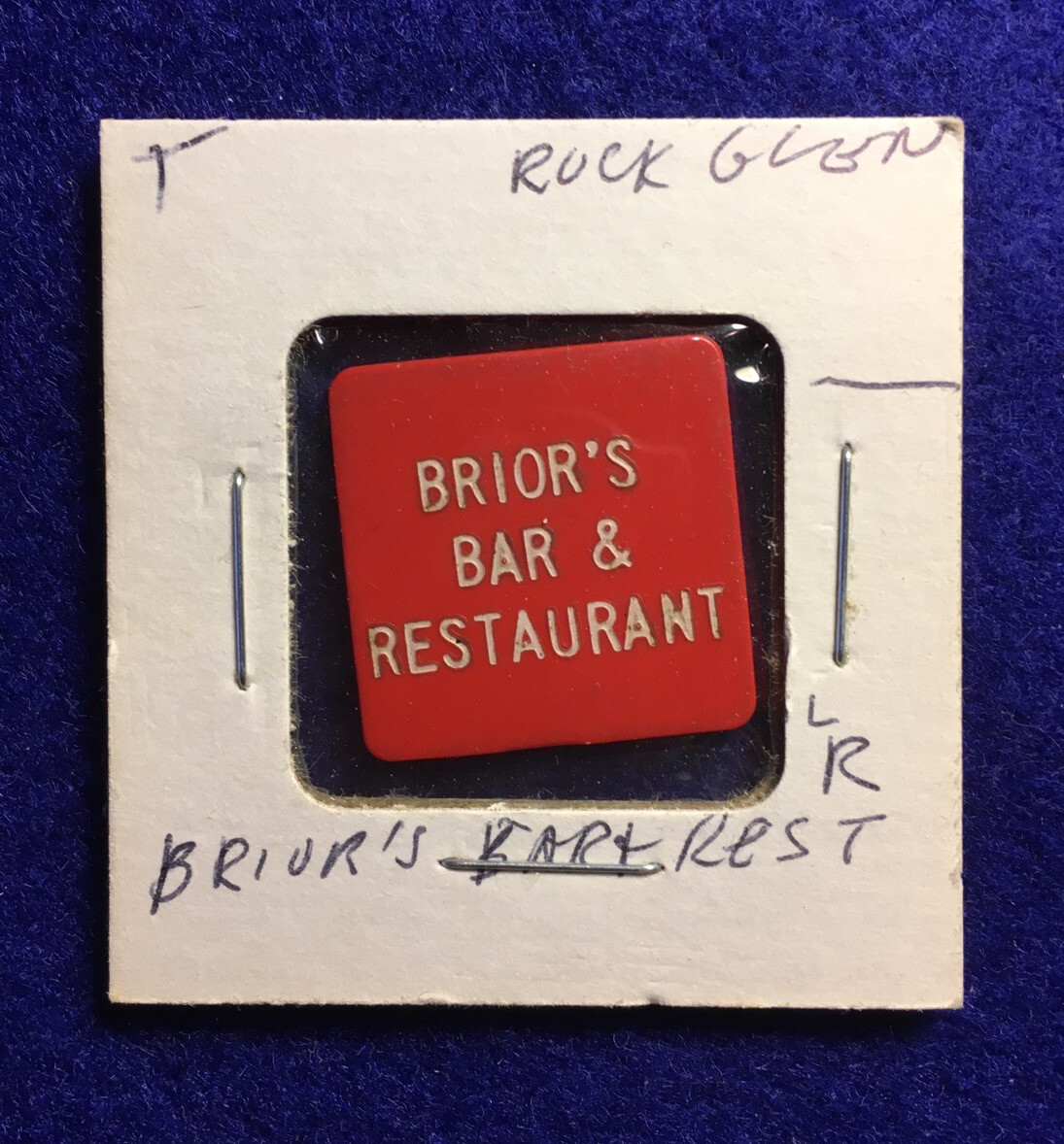 “BRIOR’S BAR & RESTAURANT” ~ Rock Glen, Pa ~ good for ? in trade, lot E455