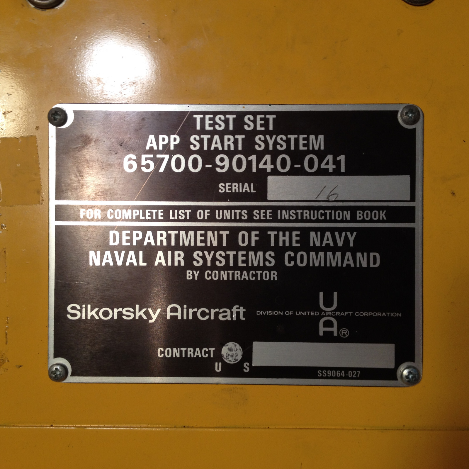 Sikorsky App Start System Test Unit 65700-90141-041