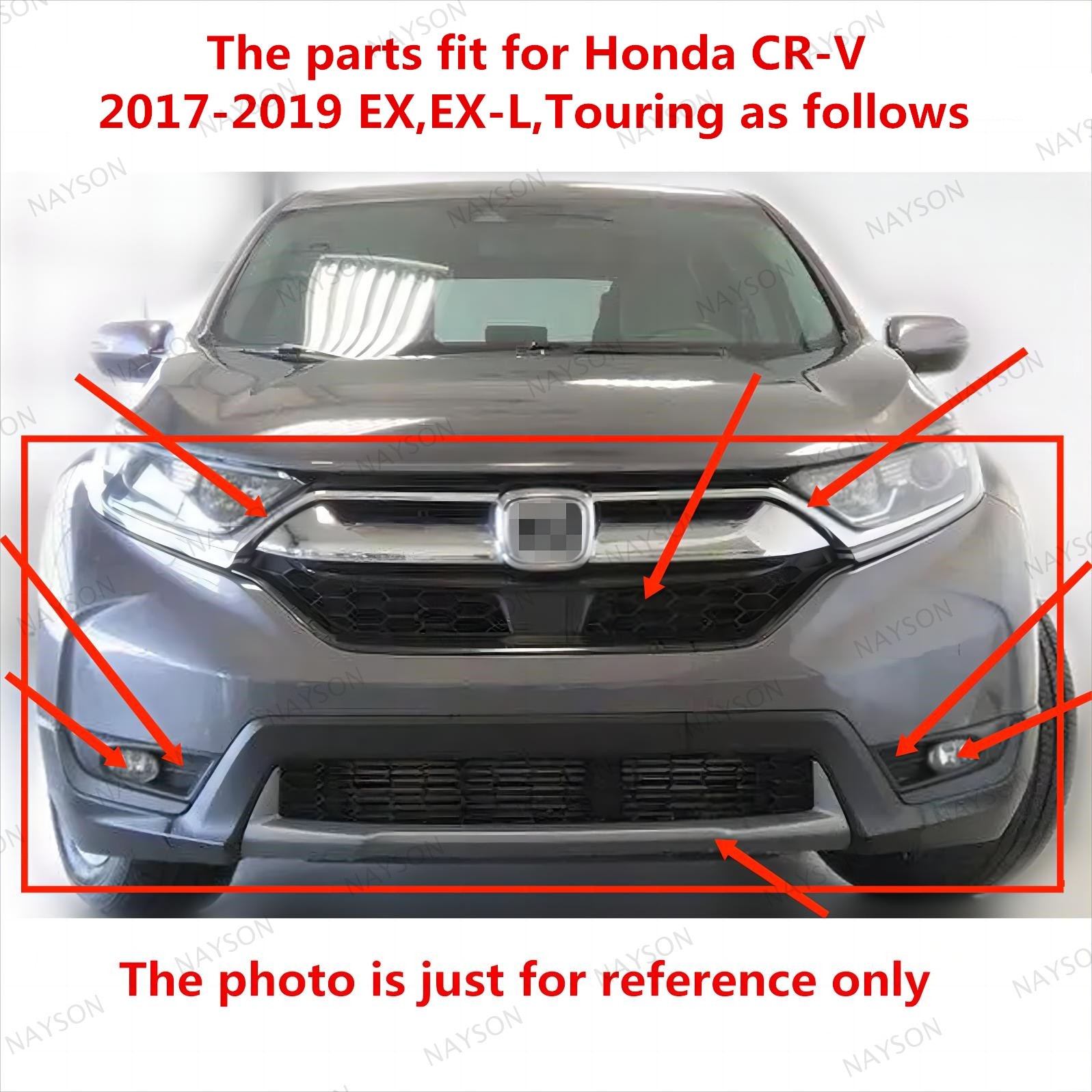 For CRV 2017-19 Front Bumper Impact Bar/Intercooler/Fog Light/Grille/Shutter Kit