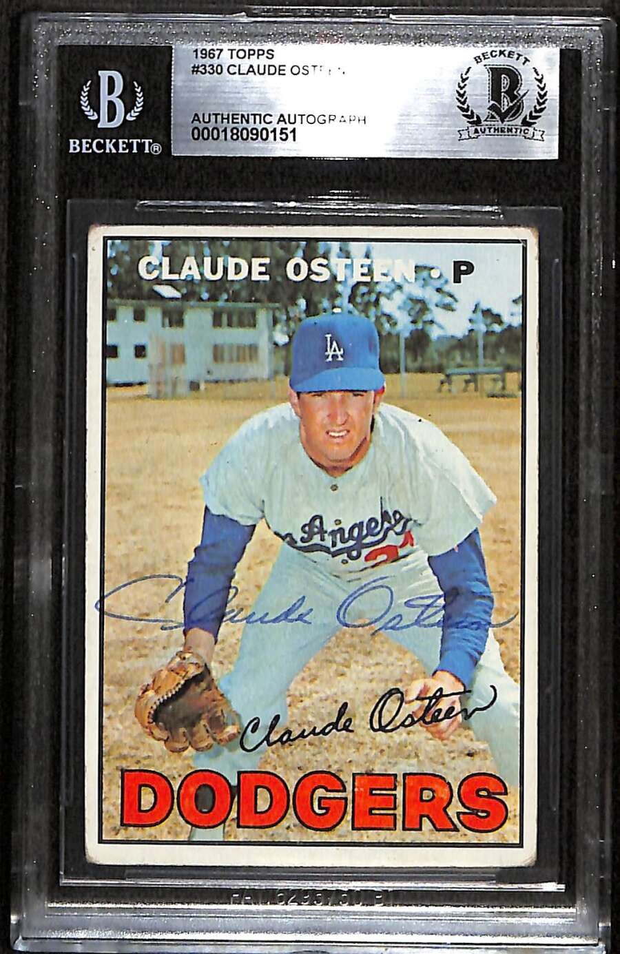 1967 Topps 330 Claude Osteen  BGS Auto Autographed BAS Authentic C100151