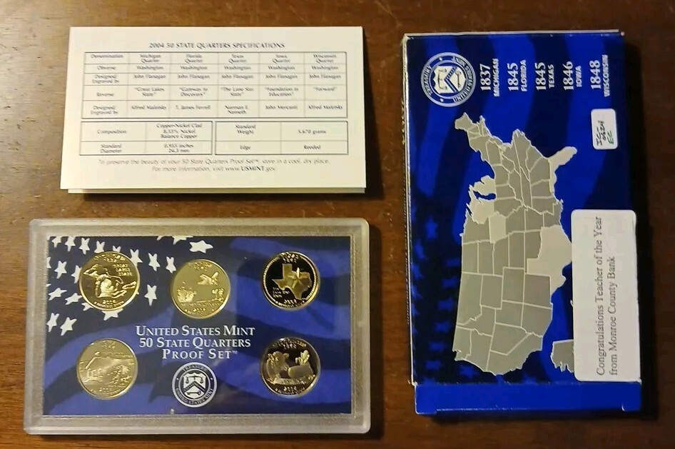 2004 State Quarter Clad Proof Set U.S. Mint Packaging OGP COA