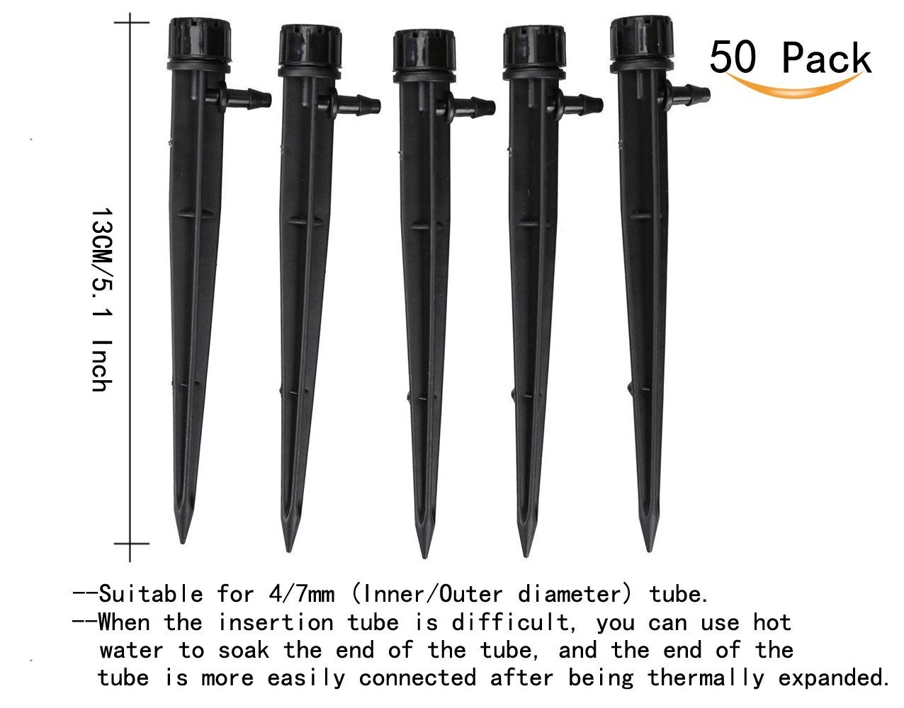 Efficient Watering with 50 Adjustable 360° Garden Drippers on Stake System