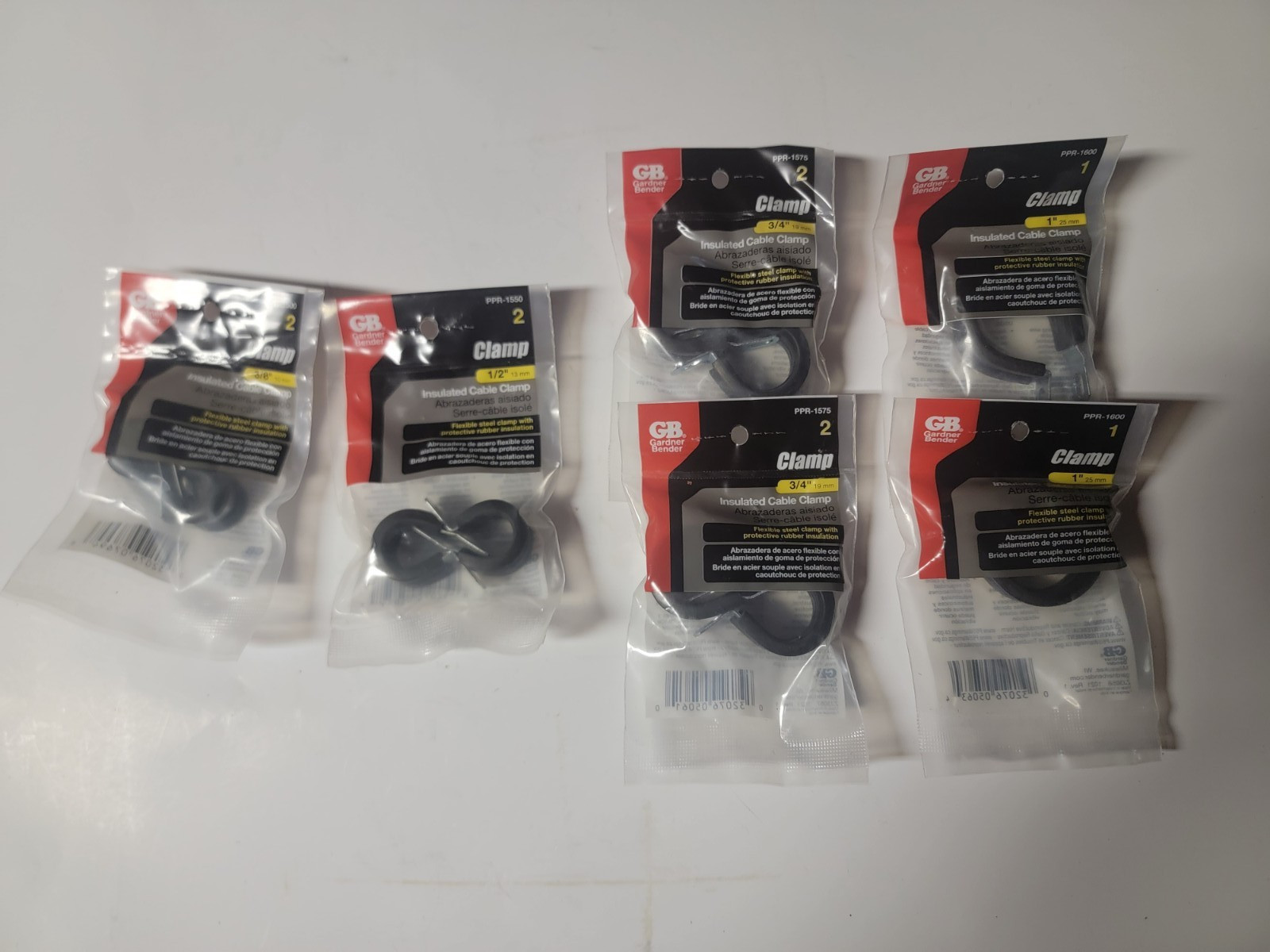 Lot of Assorted Gardner Bender Insulated Cable Clamps; 3/8", 1/2" 3/4", 1"