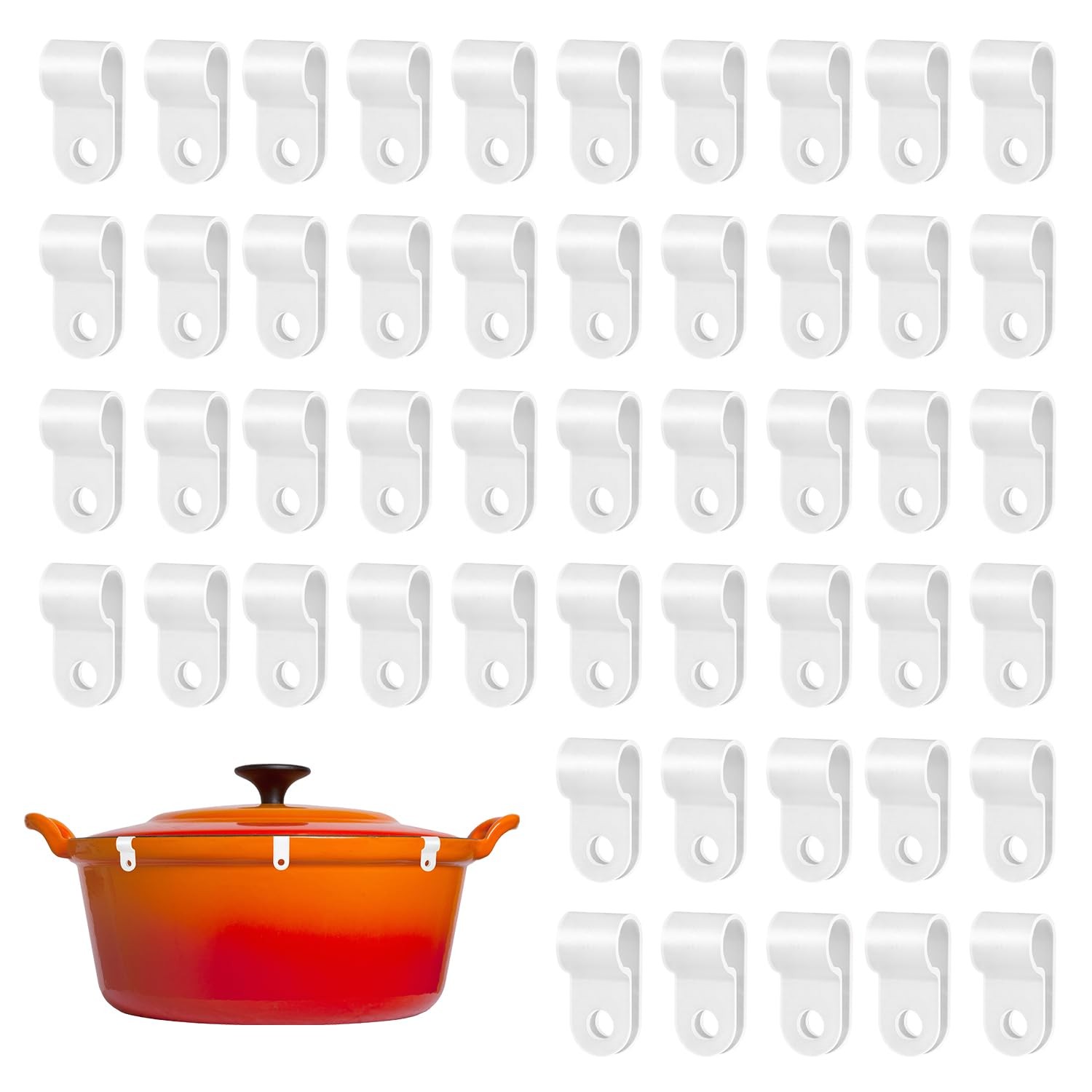 40pcs Dutch Oven Lid Protector Clips, Replacement Plastic Pan Clips M, White