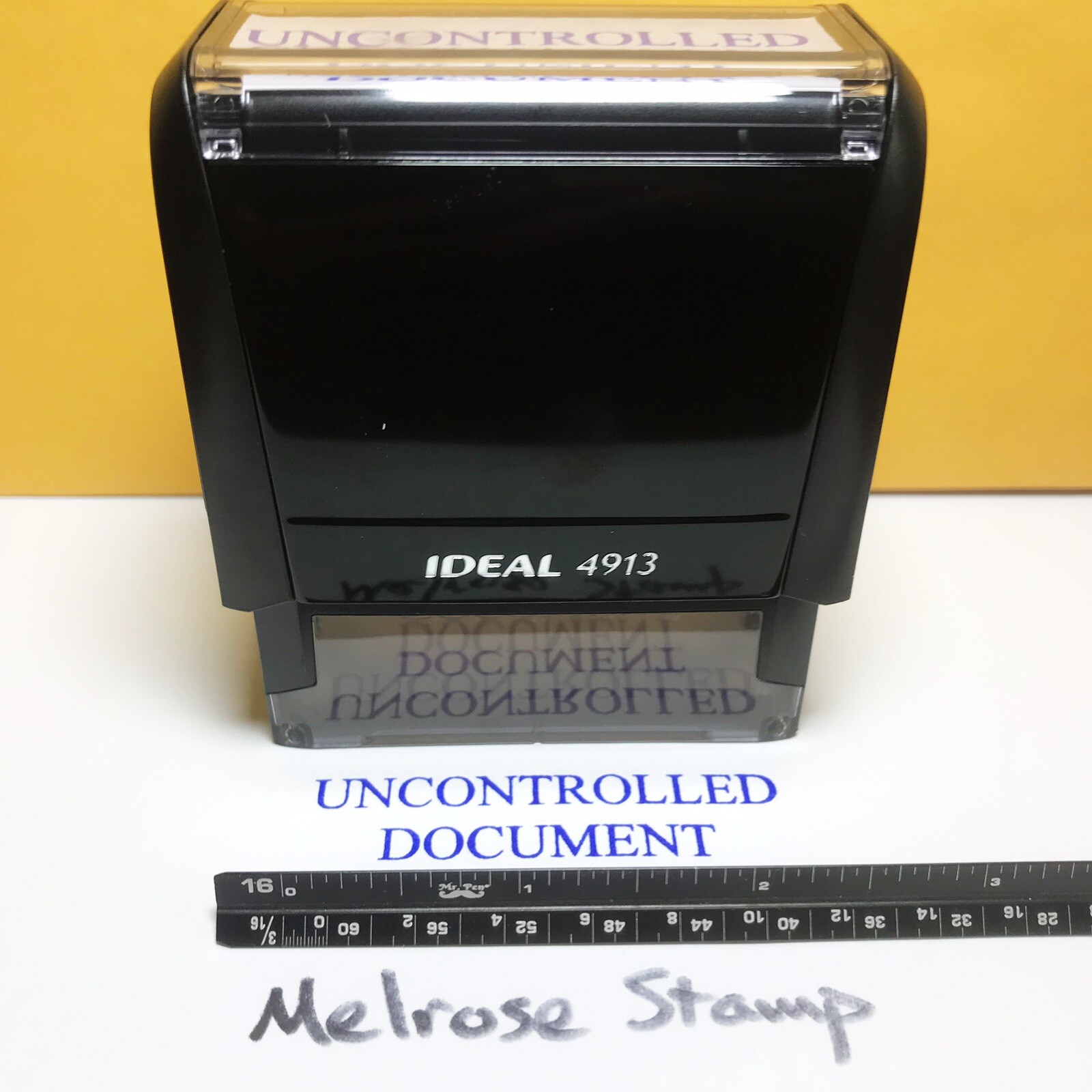 Uncontrolled Document Rubber Stamp Blue Ink Self Inking Ideal 4913