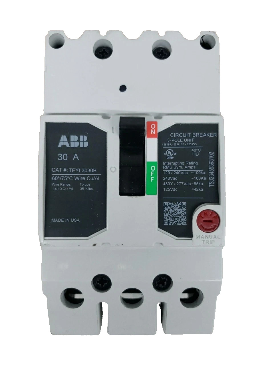 NEW General Electric TEYL3060B Bolt-On Circuit Breaker 60A