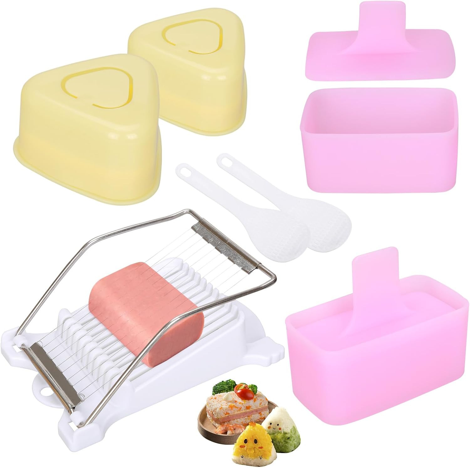 Musubi Press Mold, Upoomart Spam Musubi Mold Kit, 2 Onigiri Mold Kit, 2 Triangle
