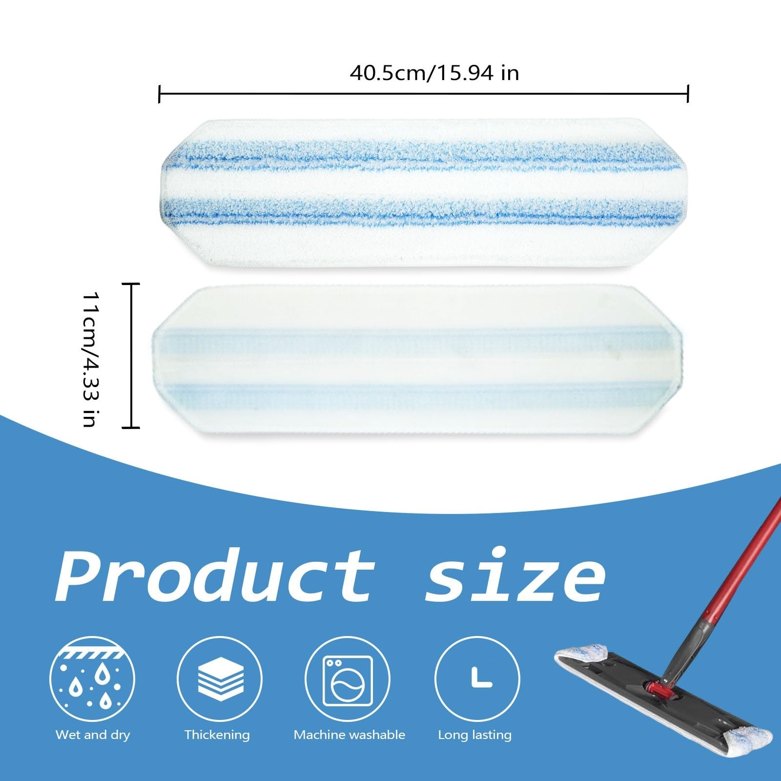 8 Pack Replacement Pads for O Cedar H2prO Flat Mop System, Flat Pads for Oced...