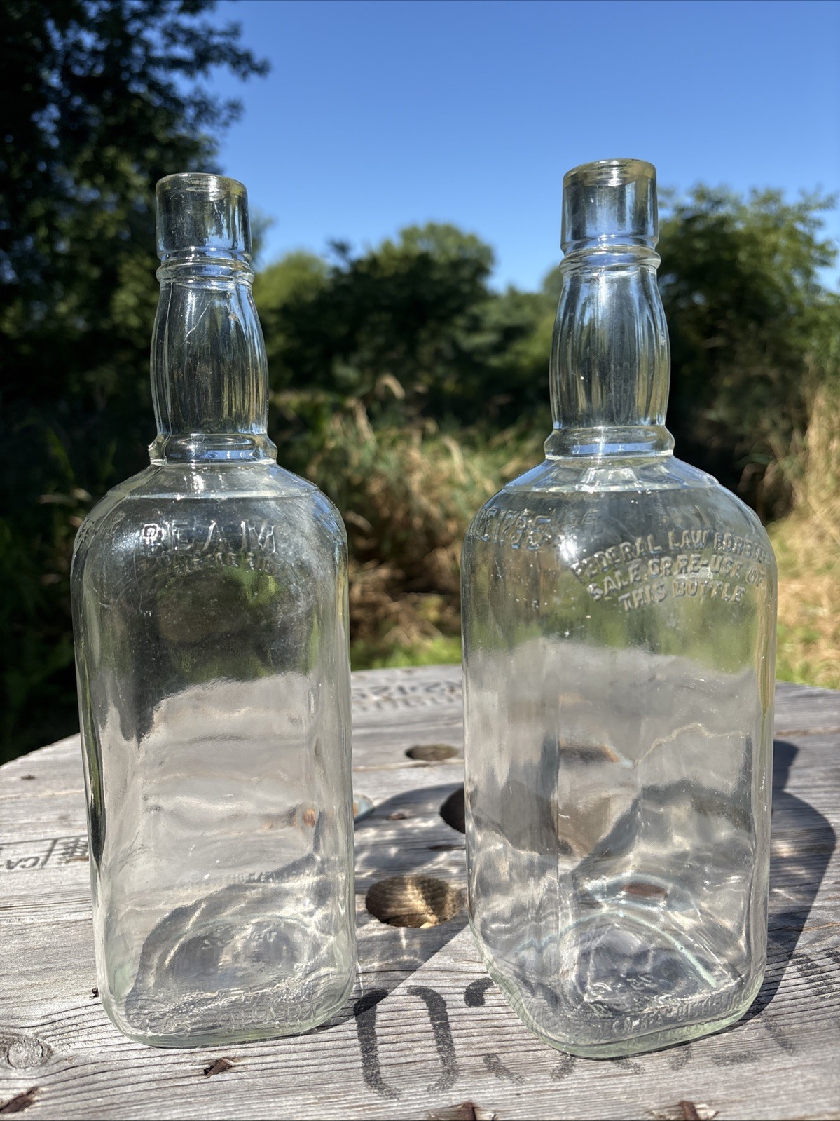 VTG 1952 James B. Beam Whiskey Bottle. Cork Top, Embossed