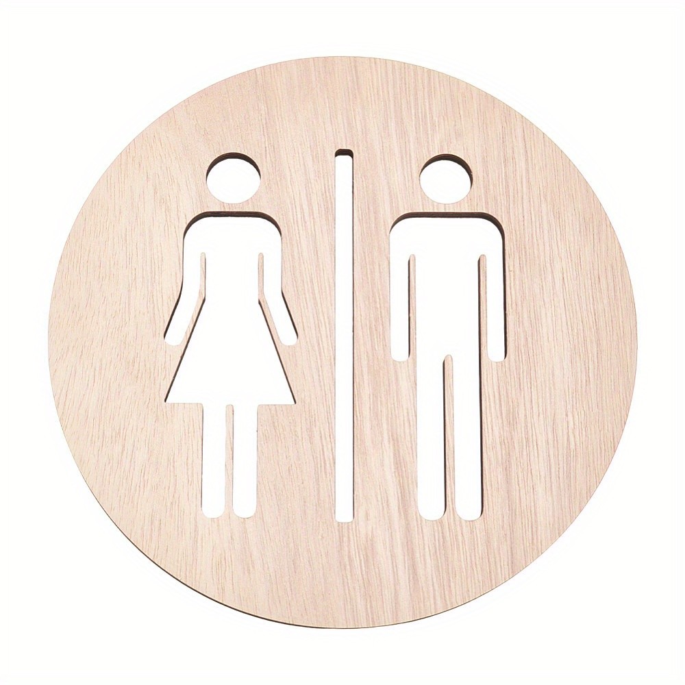 1pc Wood Toilet Women & Men Sign Flat Round PeachPuff 200x6.5mm Flat Files