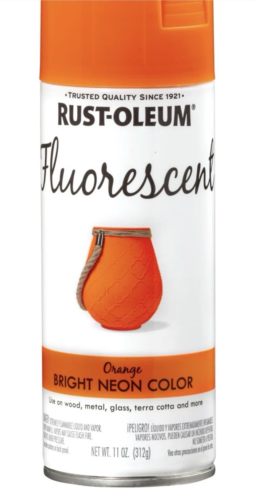 Rust Oleum 11Oz Fluorescent Orange Spray Paint Fast Drying High Visibility Paint