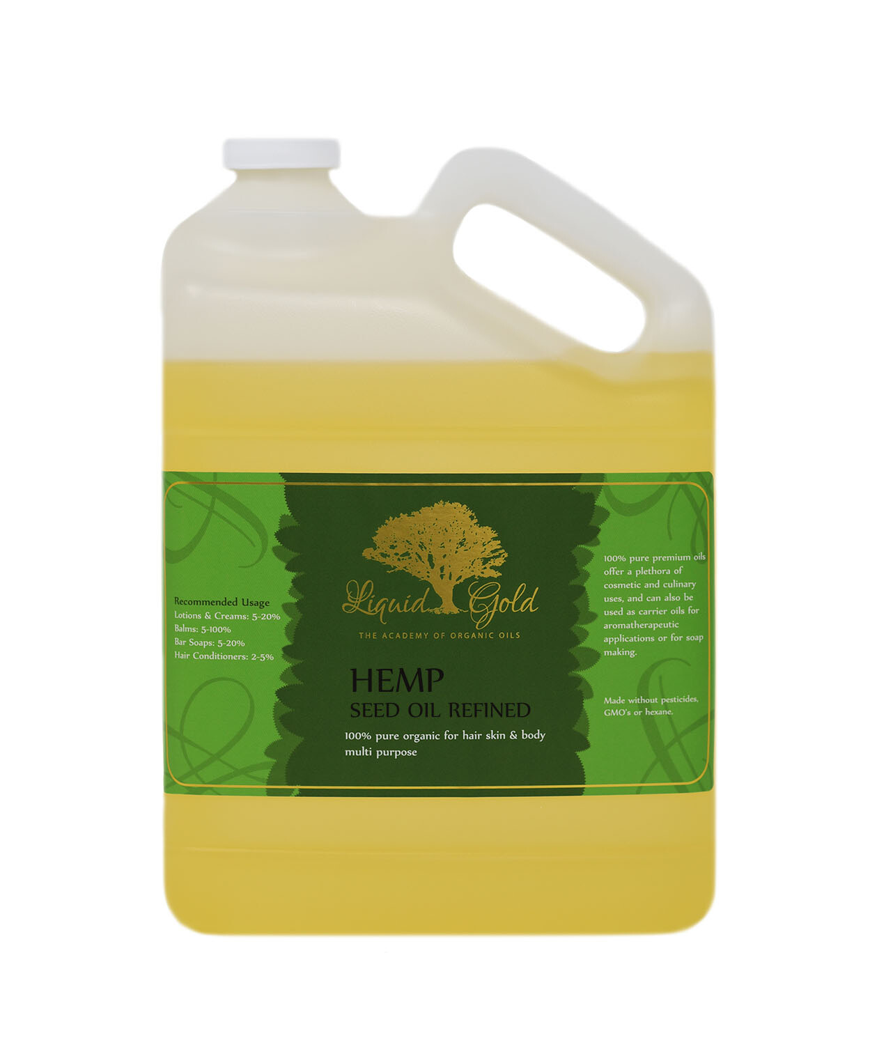 Gallon HEMP SEED OIL REFINED ORGANIC COLD PRESSED NATURAL SKIN CARE FREESHIPPING