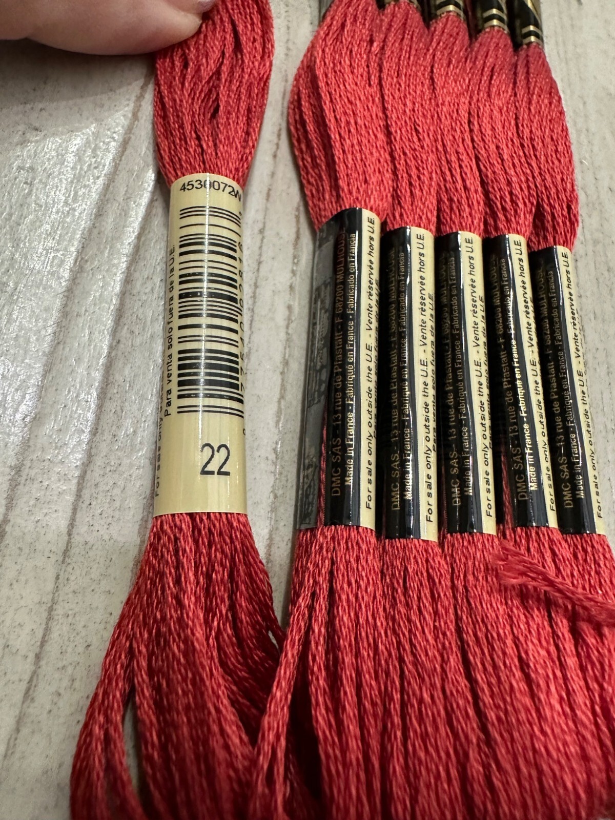 Ruby #22 DMC Mouline Special 25 Embroidery Floss 8M Lot of 6
