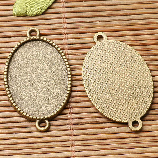 16pcs antiqued bronze color oval cabochon setting in 25x18mm  connector  EF3036