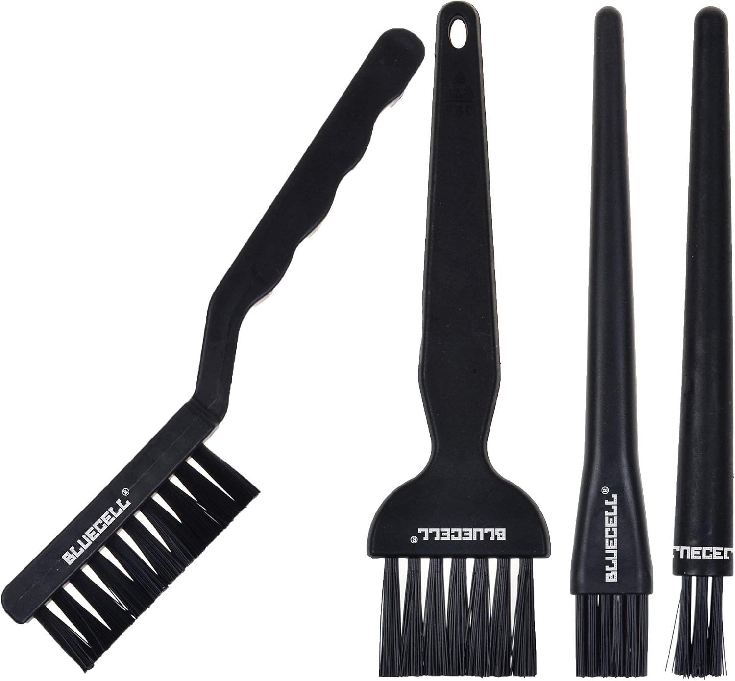 BLUECELL Set of 4 Plastic Handle Nylon Anti-Static Brushes for Cleaning Keyboard