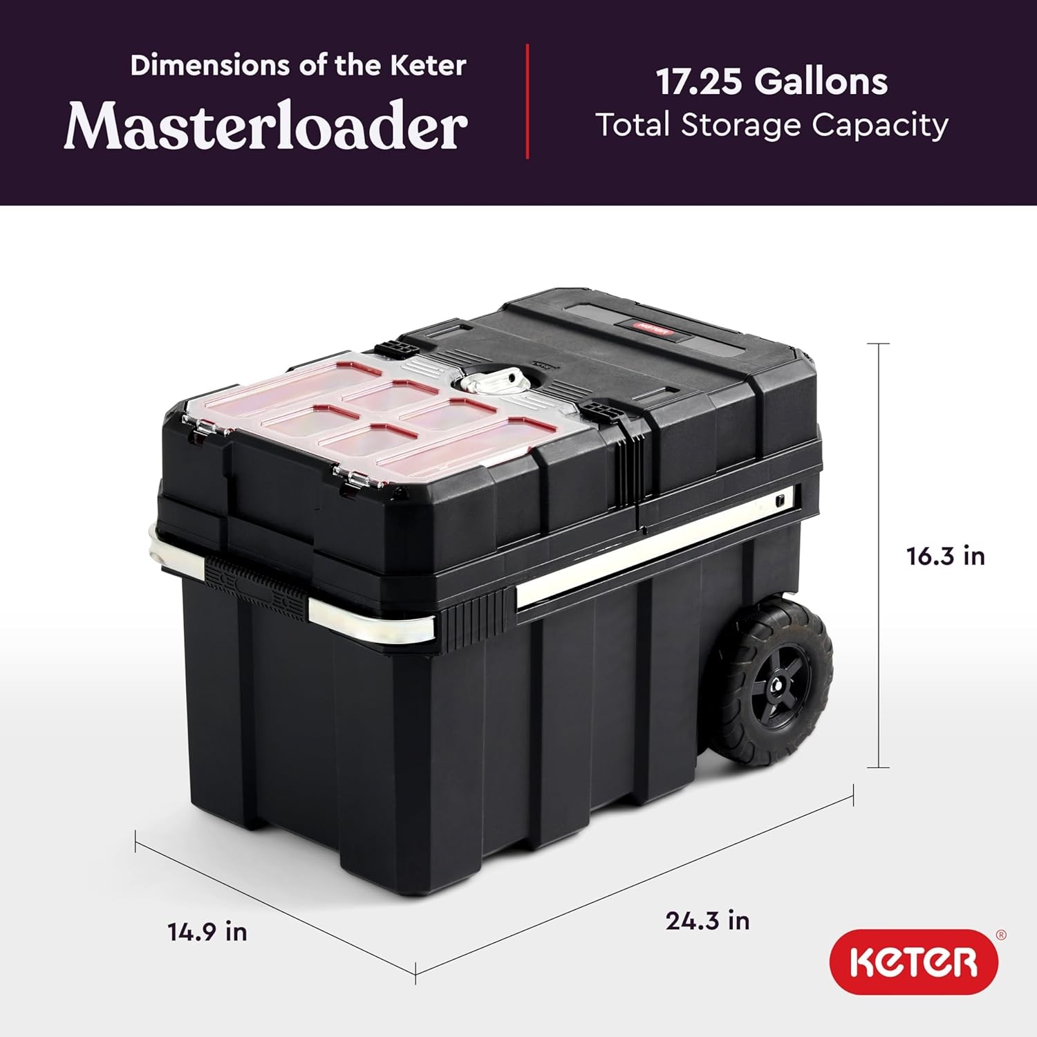 Masterloader Resin Rolling Tool Box with Locking System and Removable Bins