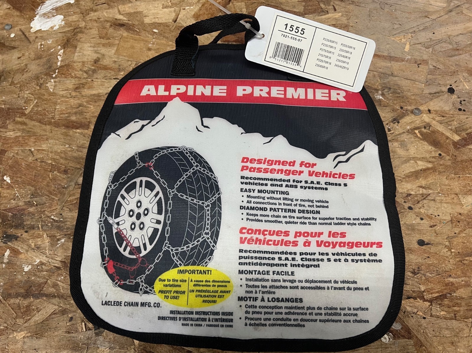 Laclede Alpine Premier 1555 Tire Snow Chains