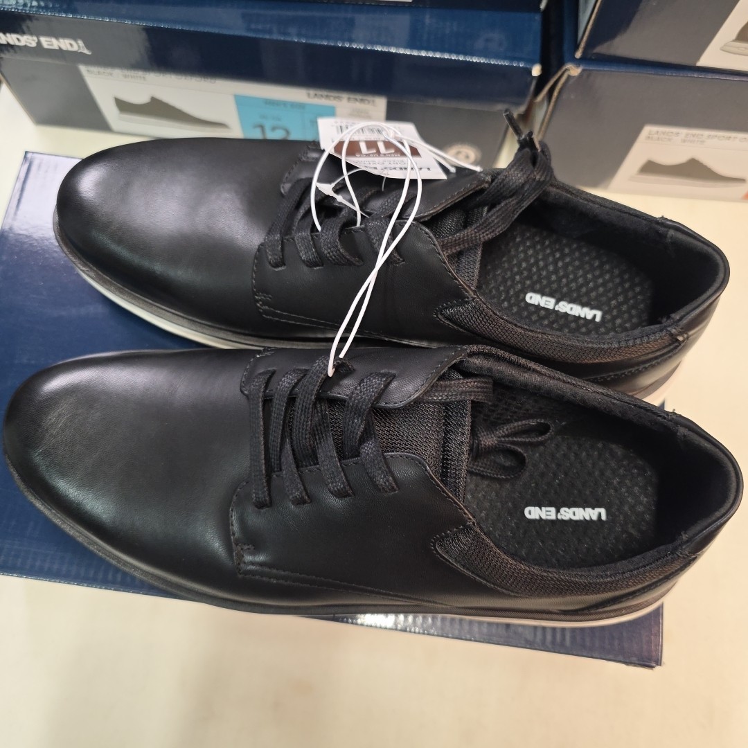 Land's End Sport Oxford Men's Black White Lace Up Comfort Casual Shoes - 11 NEW
