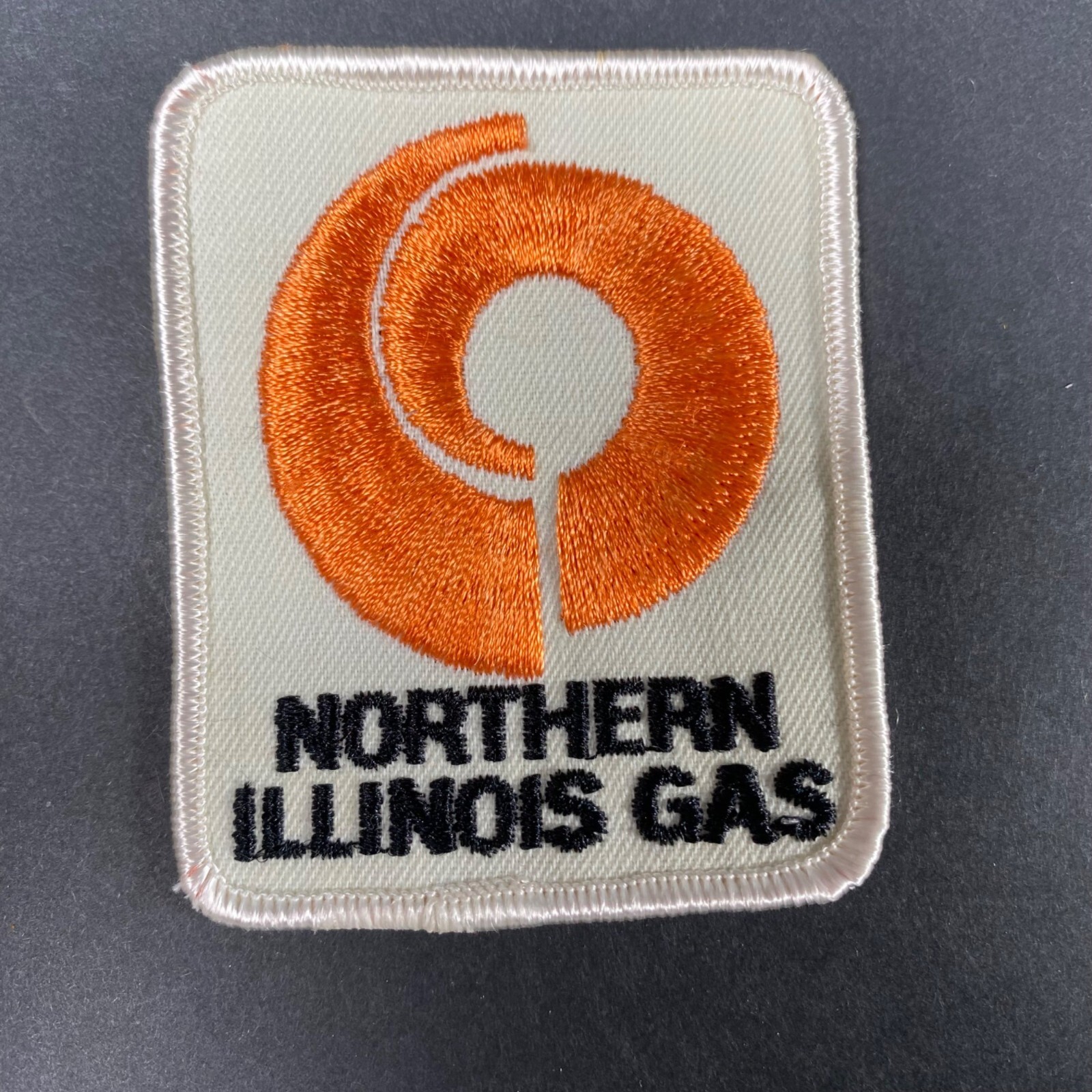 Vintage Northern Illinois Gas Embroidered Patch Orange & Black Rectangle