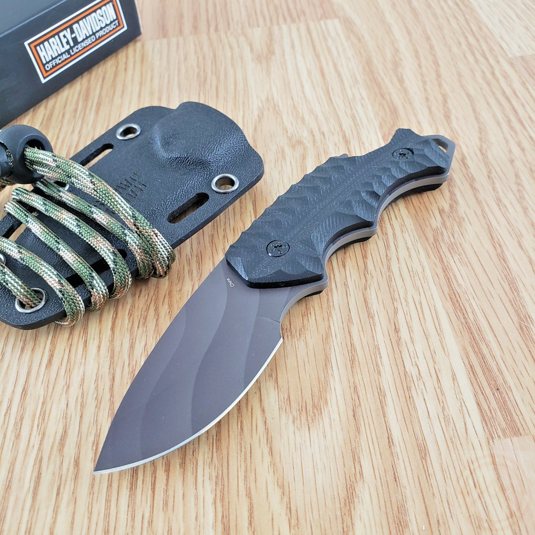 Case TecX Harley Fixed Knife 2.5" Stainless Steel Full Blade Black G10 Handle