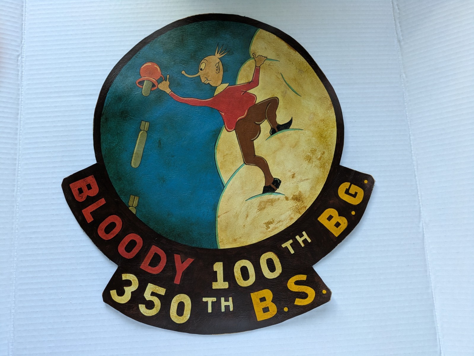 WW 2 350th Bomb Squadron 100th Bomb Group, leather back of  jacket  patch