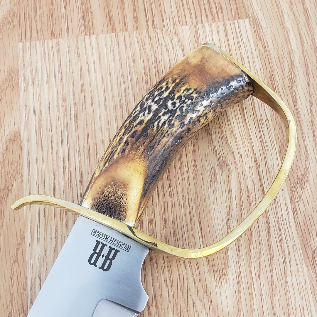 Rough Ryder Fixed Knife 10.5" Satin Finish Stainless Blade Stag Bone Handle