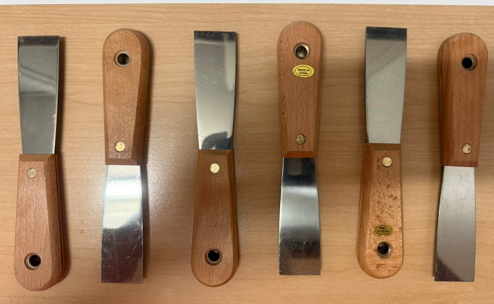 lot of 6 putty knives - NEW unbranded with 1.25” stainless steel blade