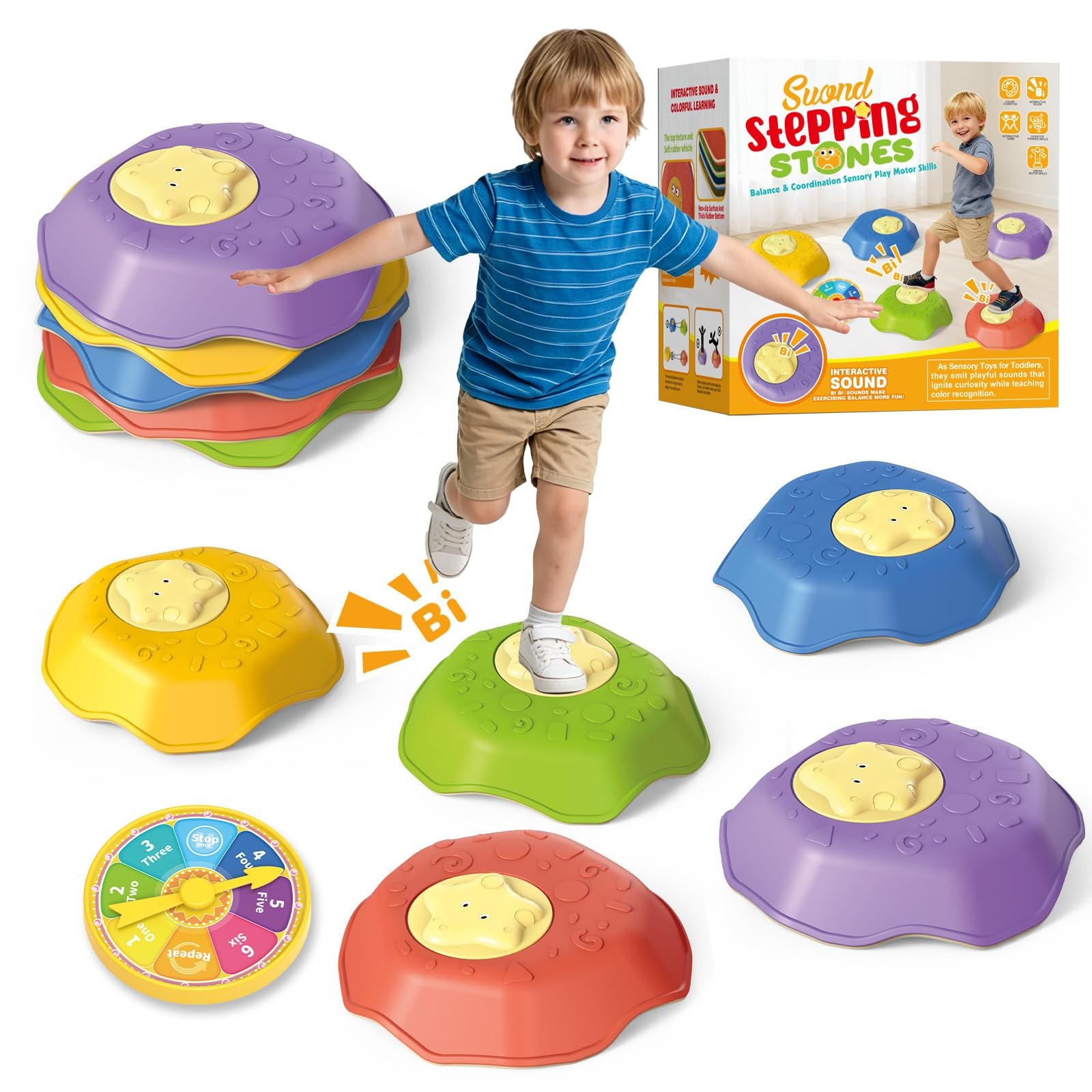 5-Pack Sensory Stepping Stones for : Capacity Anti-Slip Textured Tread with S...