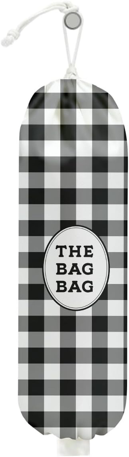 Black White Buffalo Check Plaid Plastic Bag Holder for Kitchen Essentials, Wall