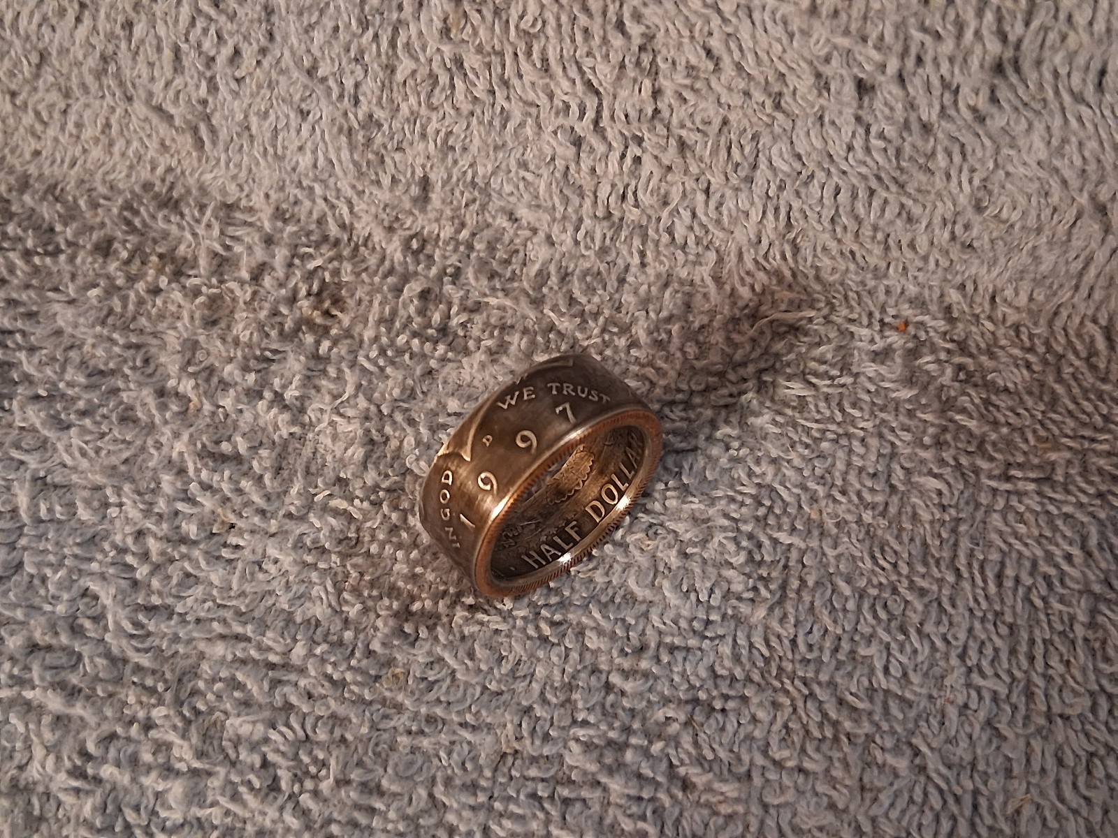 1997  Kennedy Half Dollars  size 10 -1/2  coin ring  handmade mixed metals (B)