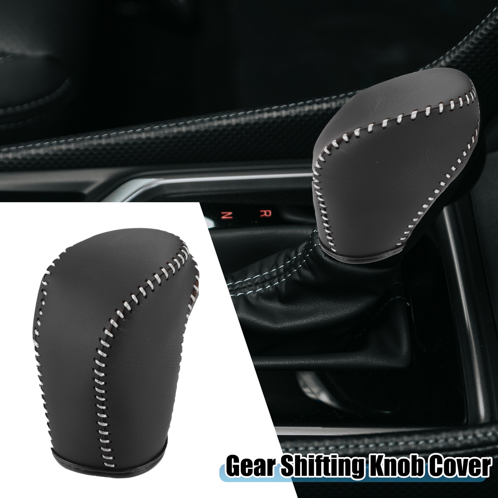 Car Gear Shifting Knob Cover for Honda Accord 2018-2022 Black Gray Stitches