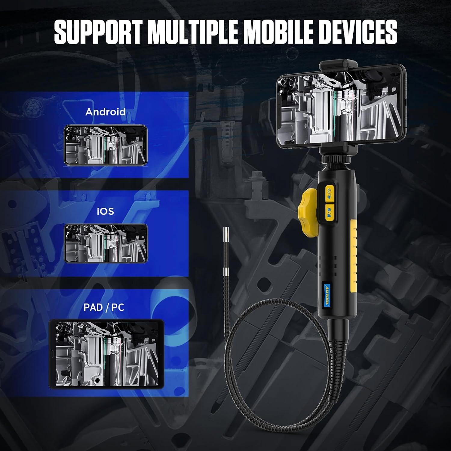 Two-Way Articulating Borescope 0.24 inch Endoscope Inspection Camera 1080P